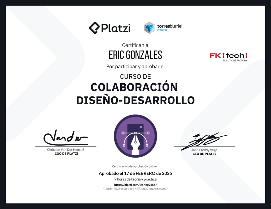 Diploma del Curso de Colaboración Diseño-Desarrollo