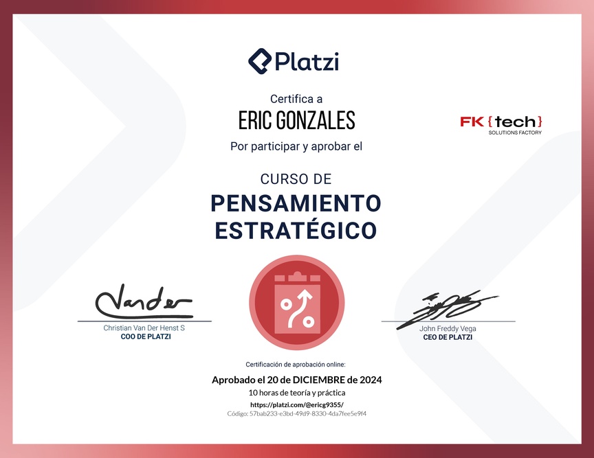 Diploma del Curso de Pensamiento Estratégico