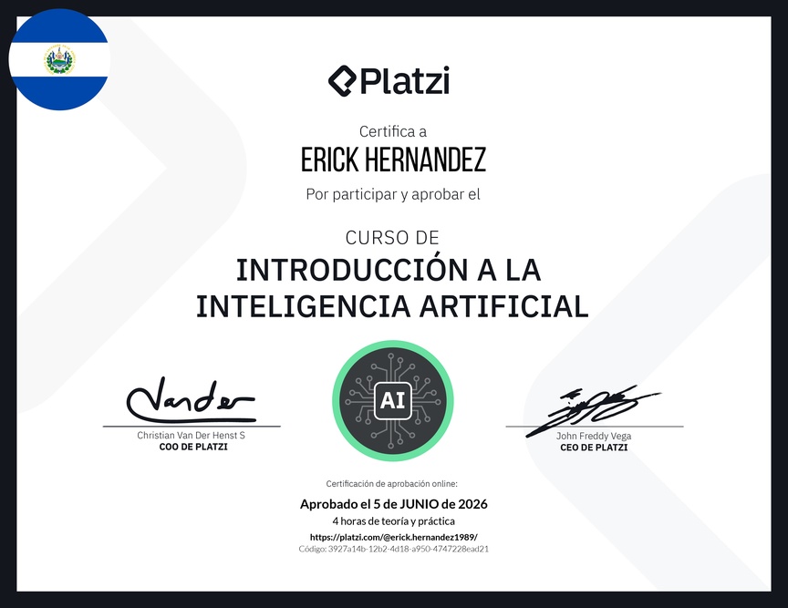 Diploma del Curso Gratis de Introducción a la Inteligencia Artificial