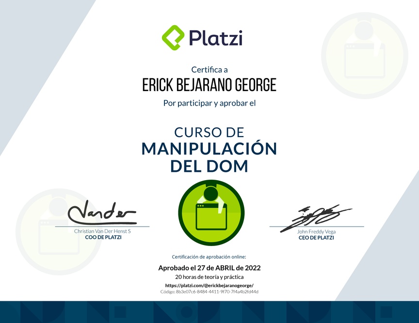 Diploma del Curso de Manipulación del DOM