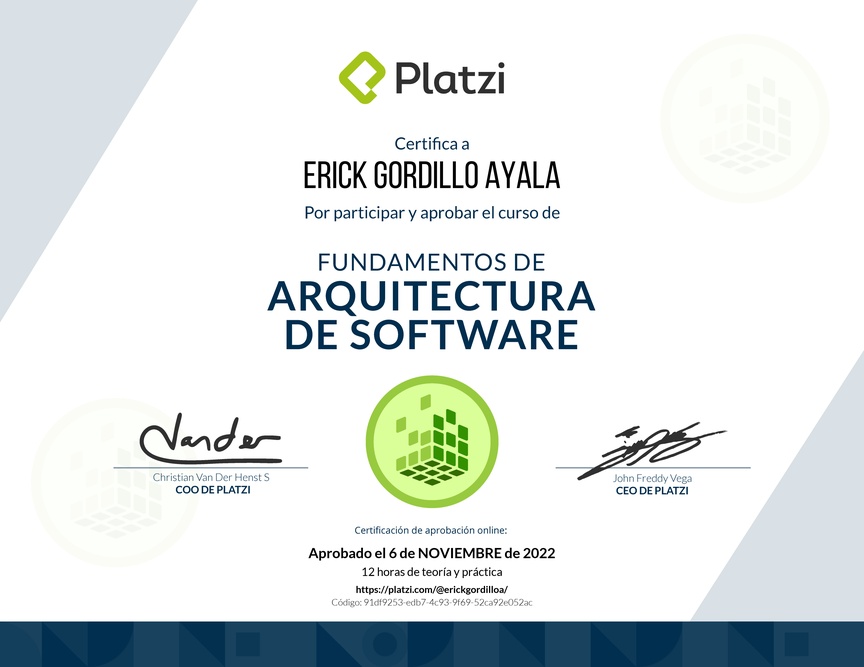 Diploma de Fundamentos de Arquitectura de Software (2018)