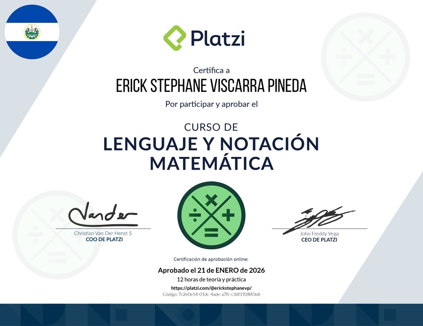 Diploma del Curso de Lenguaje y Notación Matemática