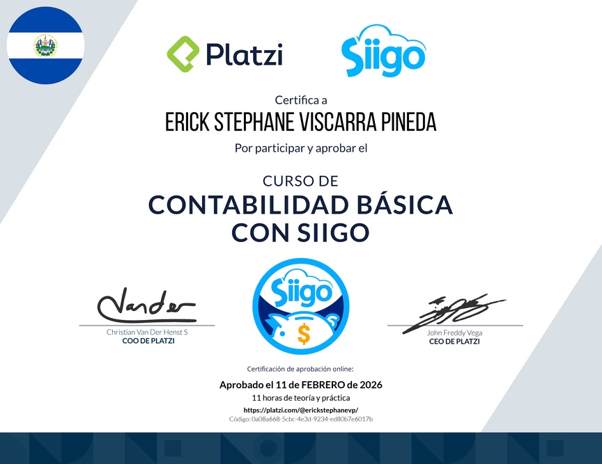 Diploma del Curso de Contabilidad Básica con Siigo