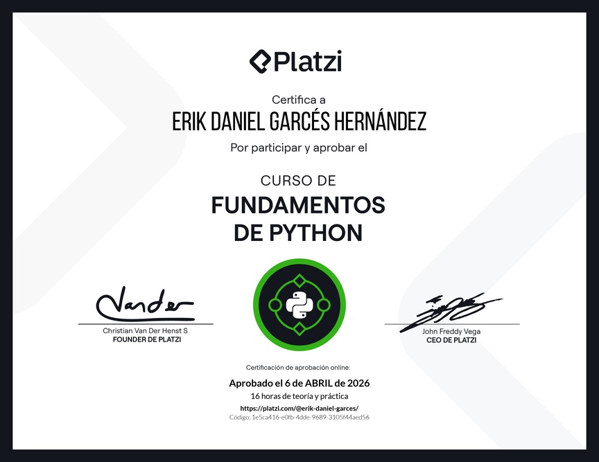 Diploma del Curso de Fundamentos de Python