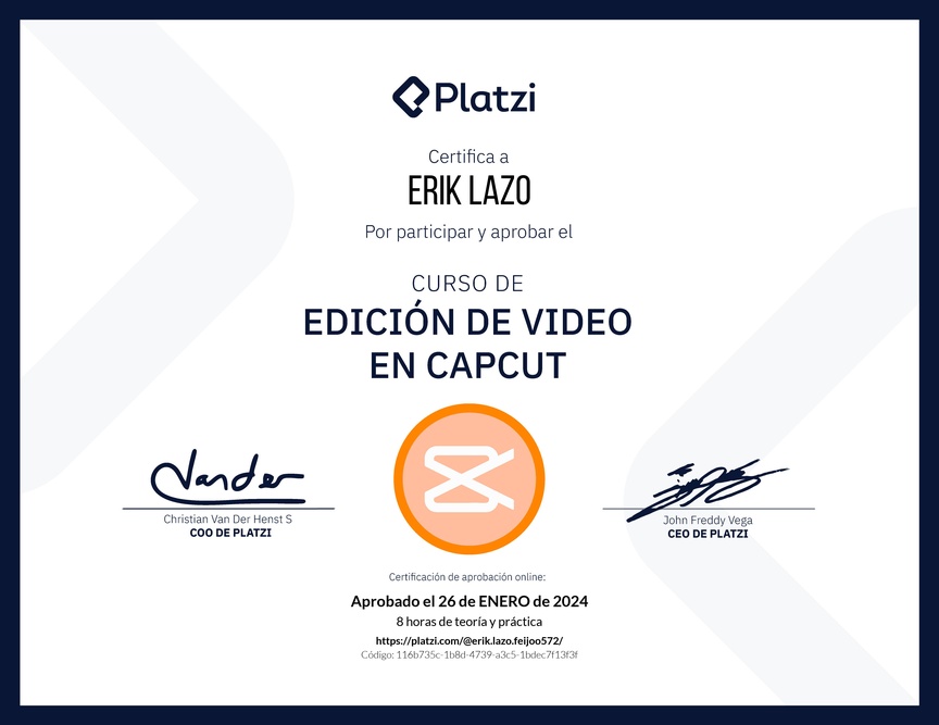 Diploma del Curso de Edición de Video con Capcut