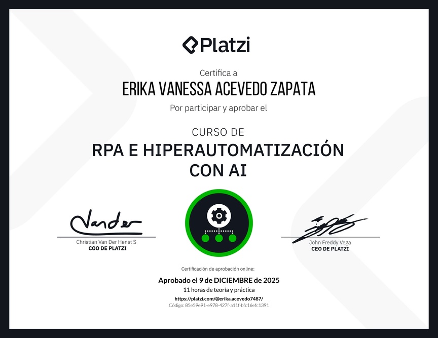 Diploma del Curso de RPA e Hiperautomatización con AI