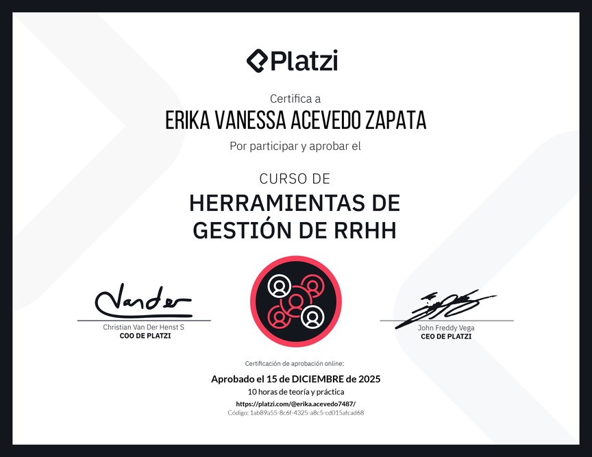 Diploma del Curso de Herramientas de Gestión de RRHH