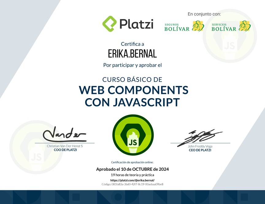 Diploma del Curso de JavaScript: Web Components