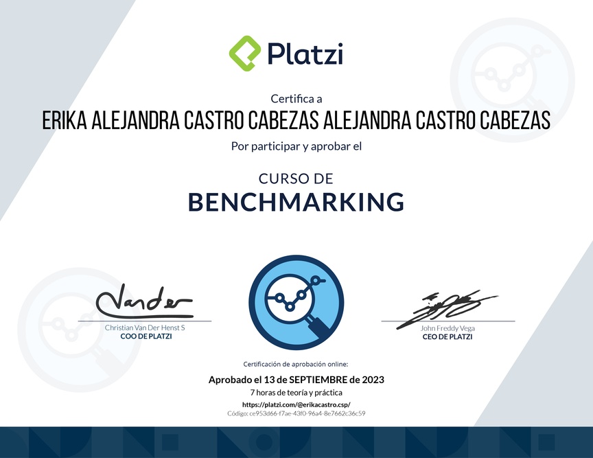 Diploma del Curso de Benchmarking