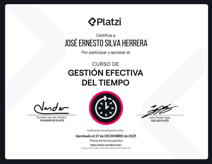 Diploma del Curso de Gestión Efectiva del Tiempo