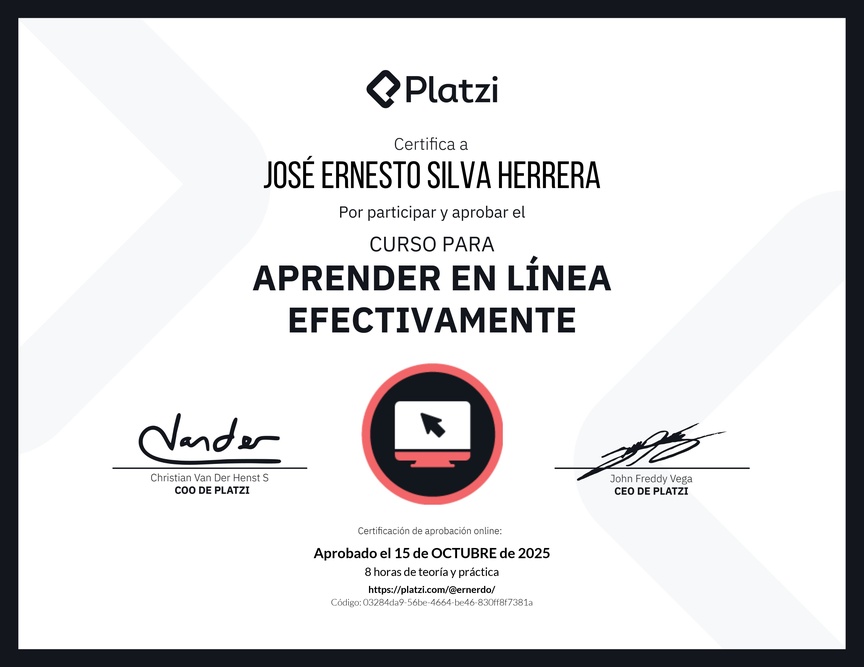 Diploma del Curso para Aprender en Línea Efectivamente