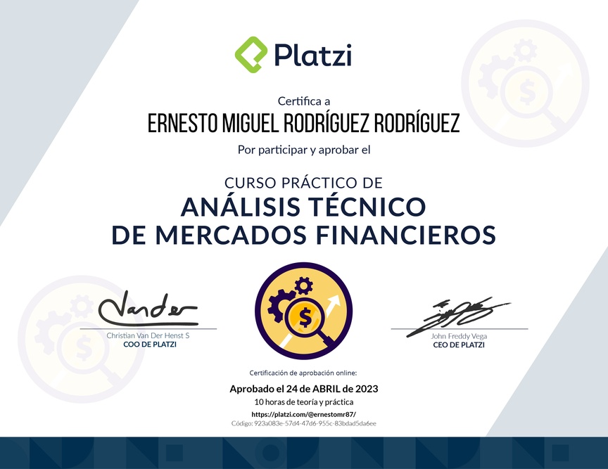 Diploma del Curso Práctico de Análisis Técnico de Mercados Financieros