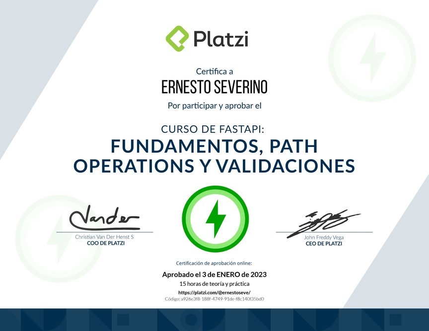 Diploma del Curso de FastAPI: Fundamentos, Path Operations y Validaciones