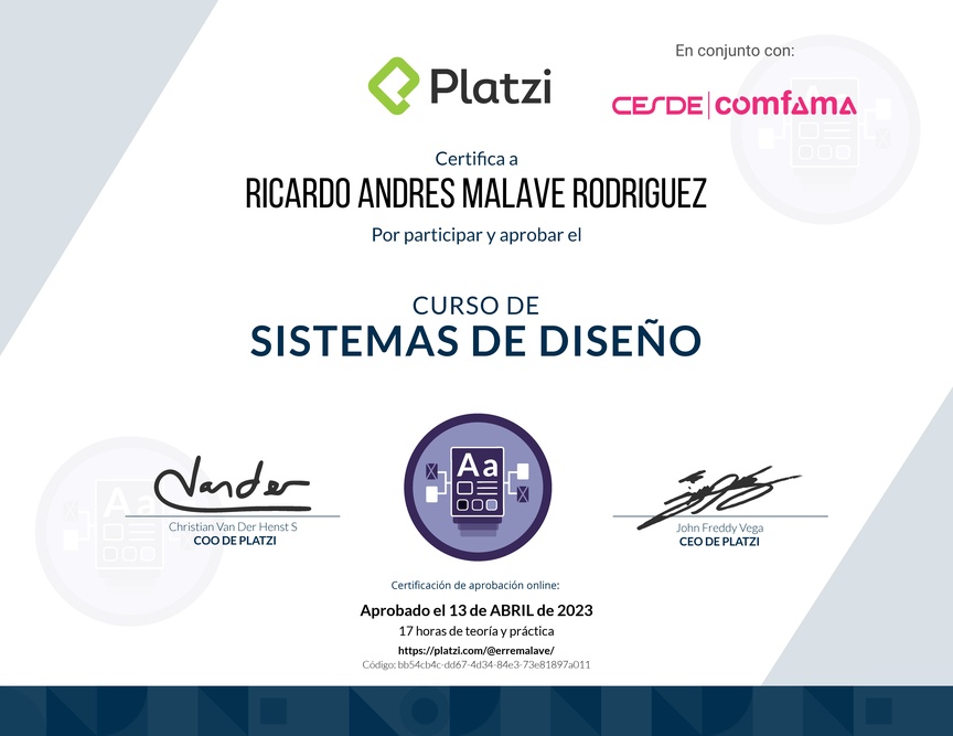 Diploma del Curso de Sistemas de Diseño Efectivos