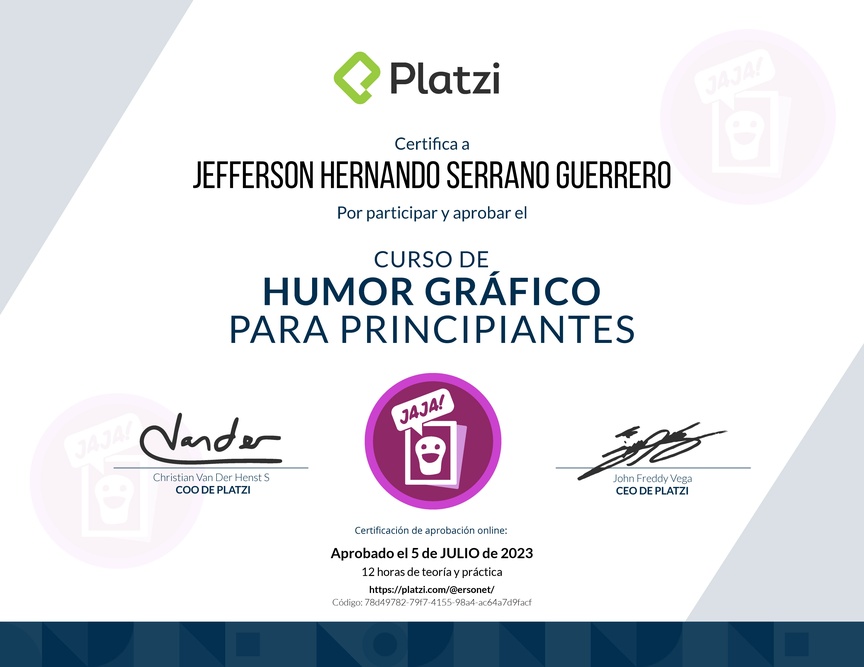 Diploma del Curso de iniciación al Humor Gráfico