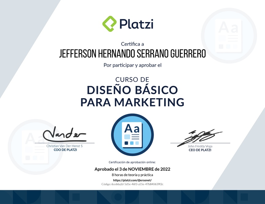 Diploma del Curso de Introducción al Diseño para Marketing