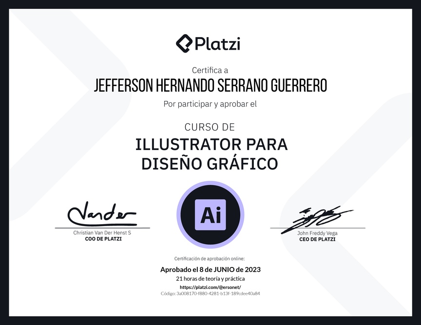 Diploma del Curso de Illustrator para Diseño Gráfico