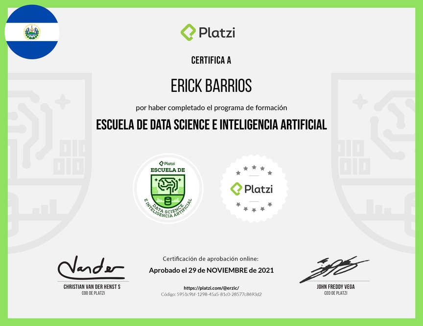 Diploma de la Ruta de Aprendizaje de Data e Inteligencia Artificial