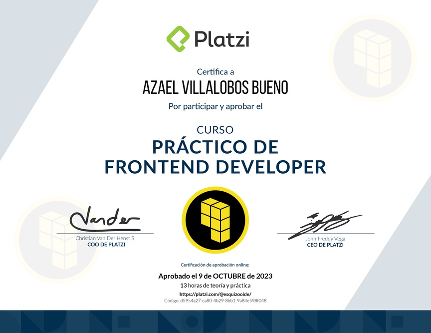 Diploma del Curso Práctico de Frontend Developer