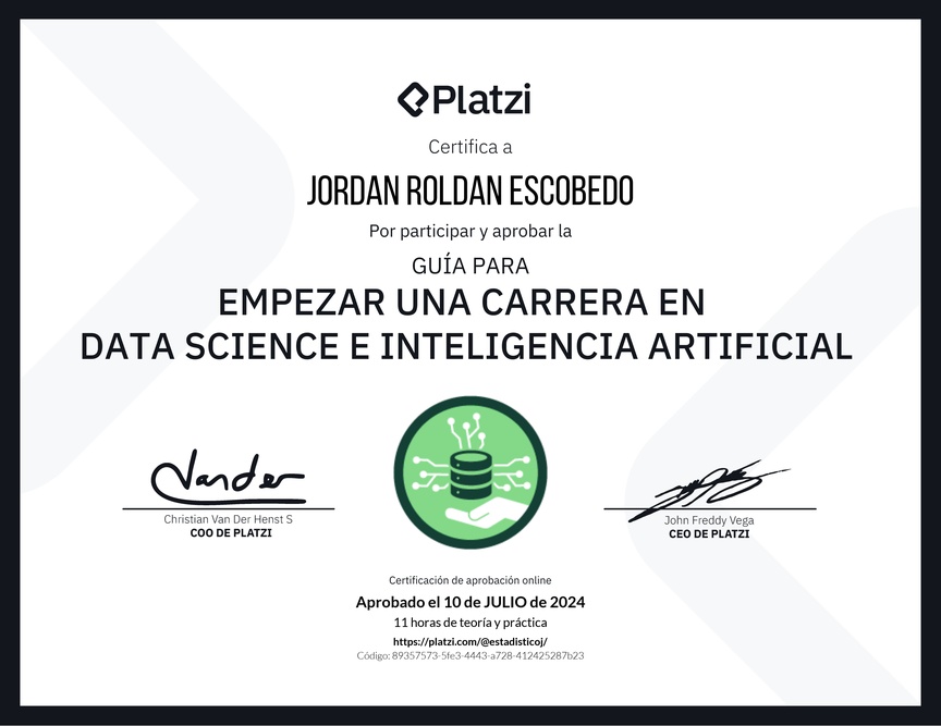 Diploma de Guía para Empezar una Carrera en Data Science e Inteligencia Artificial