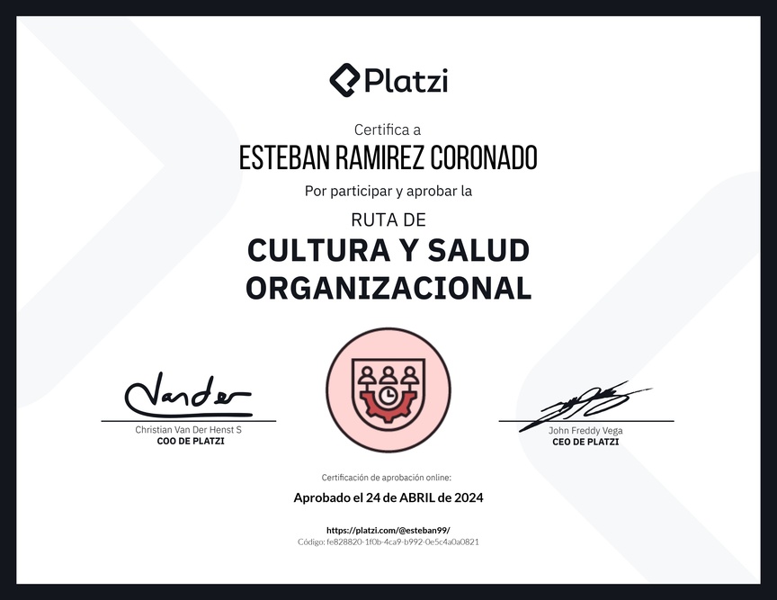 Diploma de la Ruta de Aprendizaje de Cultura organizacional