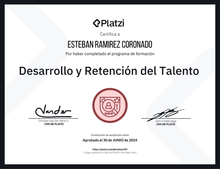 Diploma de la Ruta de Aprendizaje de Desarrollo y Retención del Talento