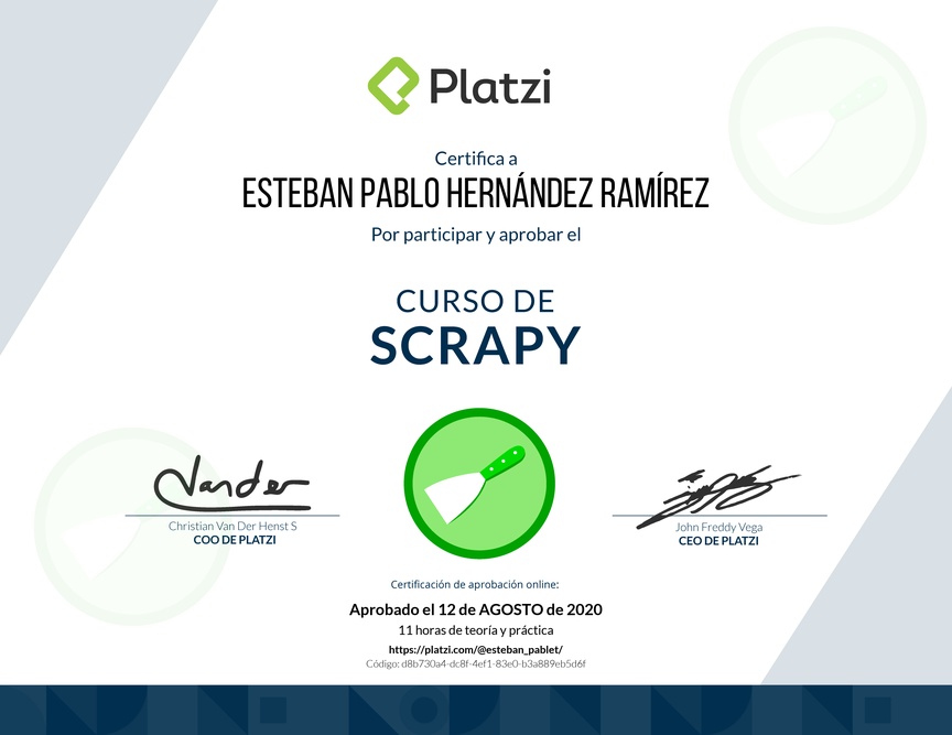 Diploma del Curso de Scrapy