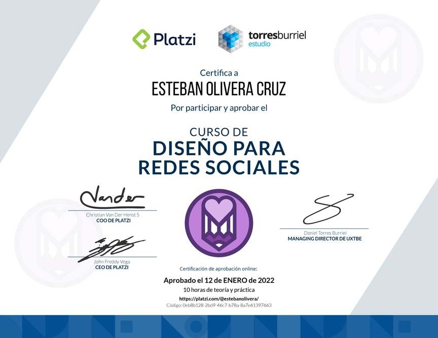 Diploma del Curso de Diseño para Redes Sociales
