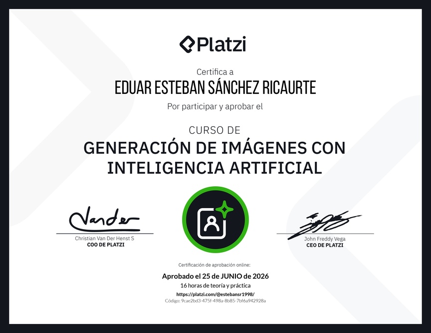 Diploma del Curso de Generación de Imágenes con Inteligencia Artificial