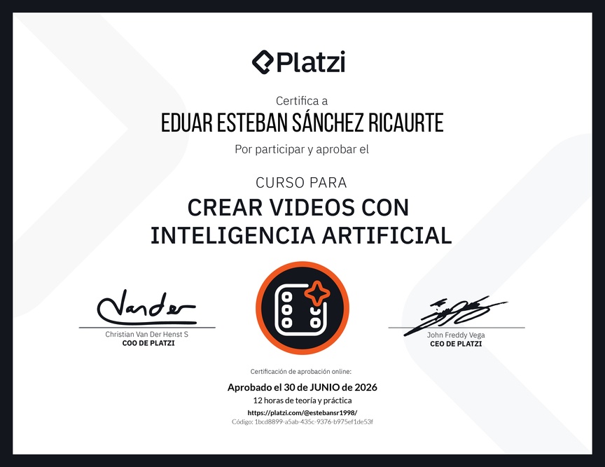 Diploma del Curso para Crear Videos con Inteligencia Artificial