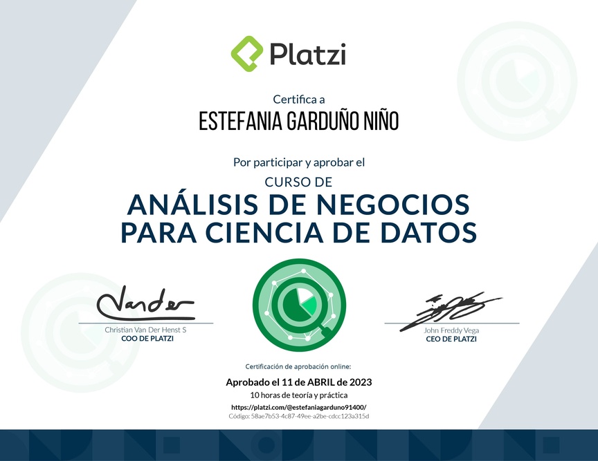 Diploma del Curso de Análisis de Negocios para Ciencia de Datos