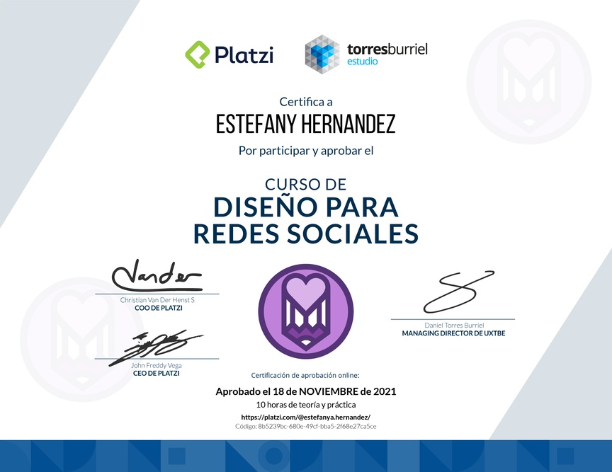 Diploma del Curso de Diseño para Redes Sociales