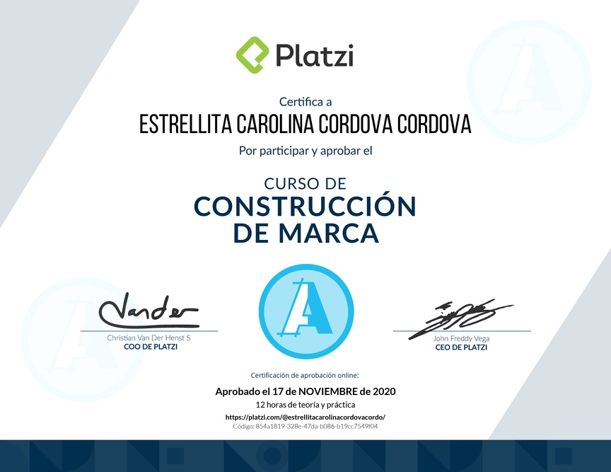 Diploma del Curso de Construcción de Marca