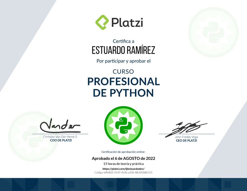 Diploma del Curso Profesional de Python