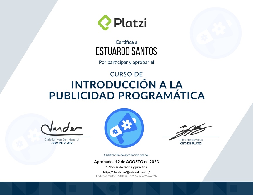 Diploma del Curso de Introducción a la Publicidad Programática