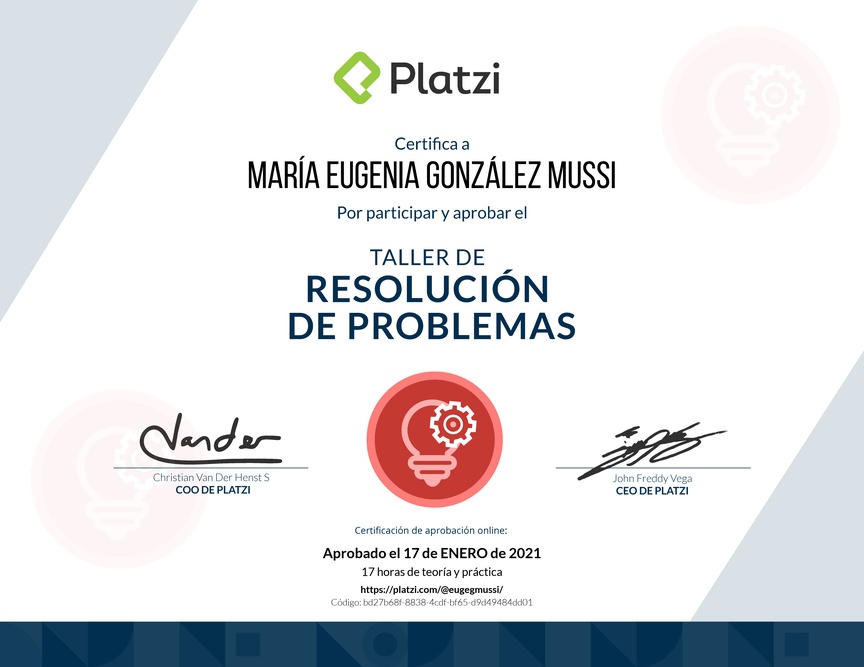 Diploma de Audiotaller de Resolución de Problemas