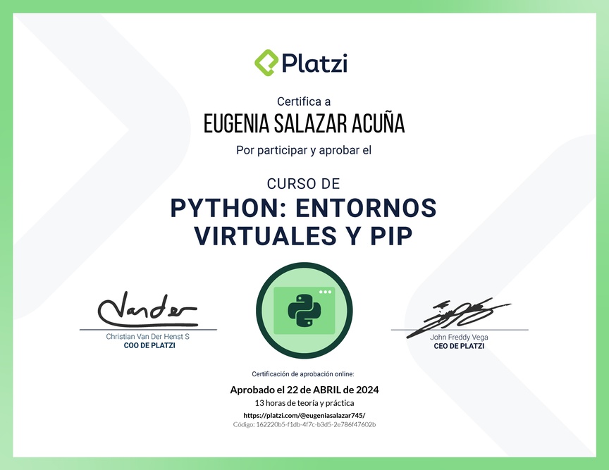 Diploma del Curso de Python: PIP y Entornos Virtuales