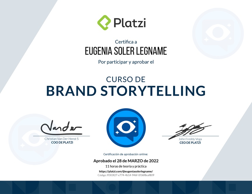 Diploma del Curso de Brand Storytelling