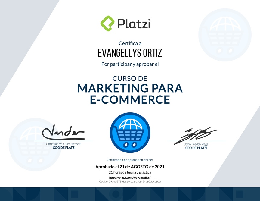Diploma del Curso de Marketing para E-Commerce