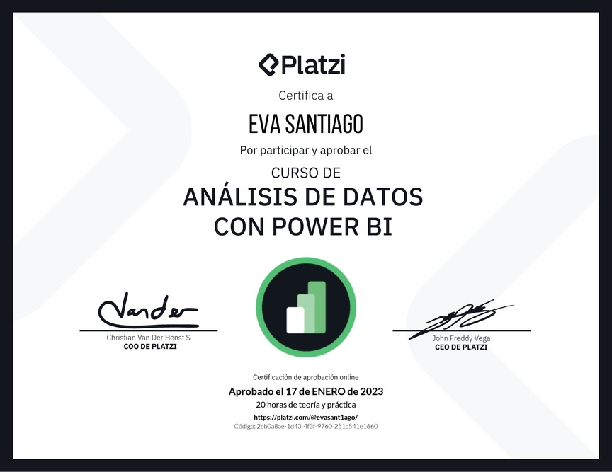 Diploma del Curso de Análisis de Datos con Power BI