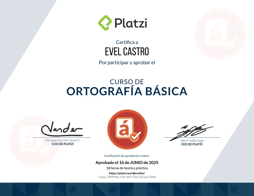 Diploma del Curso de Ortografía Básica