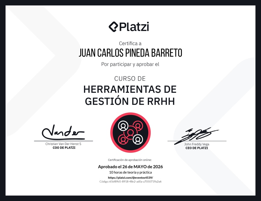 Diploma del Curso de Herramientas de Gestión de RRHH