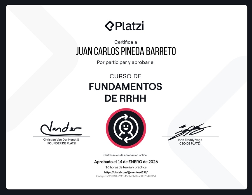 Diploma del Curso de Fundamentos de Recursos Humanos