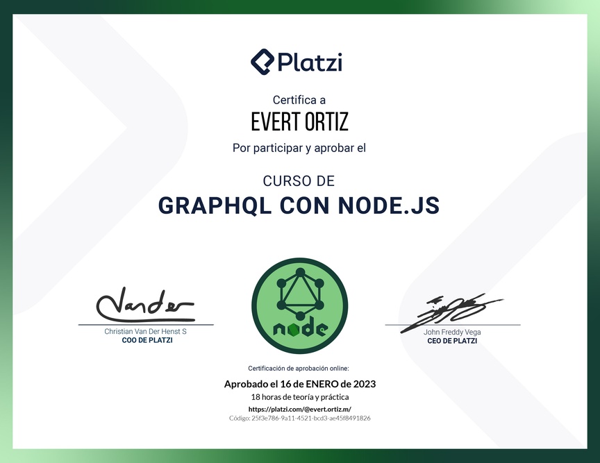Diploma del Curso de GraphQL con Node.js