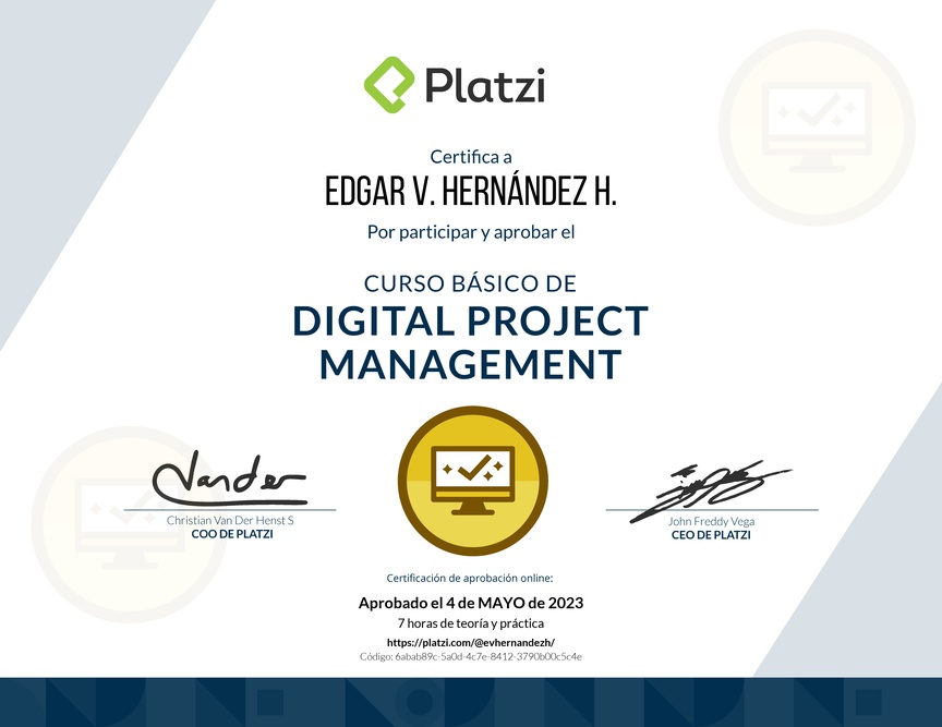 Diploma del Curso Básico de Digital Project Management