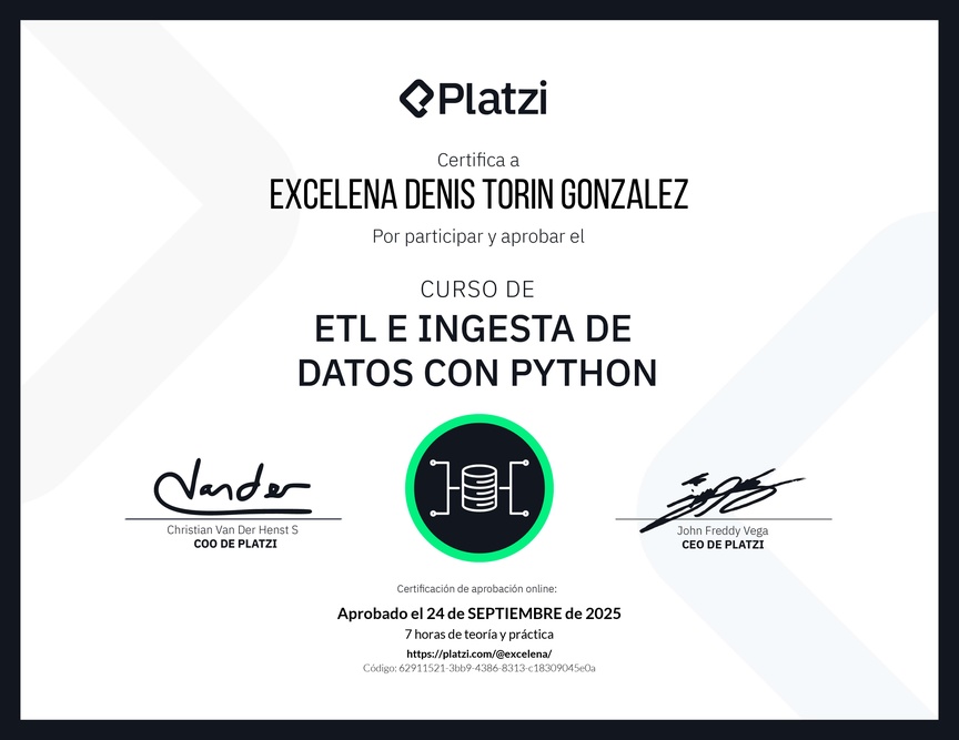 Diploma del Curso de ETL e ingesta de datos con Python
