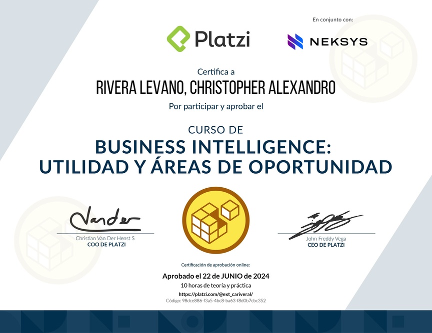 Diploma del Curso de Business Intelligence: Utilidad y Áreas de Oportunidad