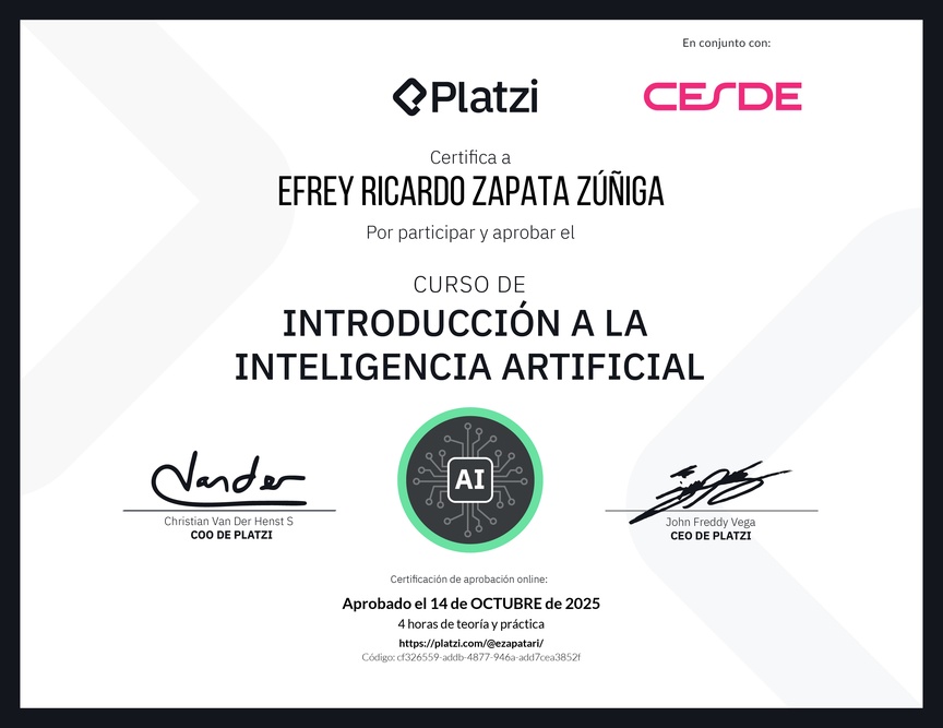 Diploma del Curso Gratis de Introducción a la Inteligencia Artificial
