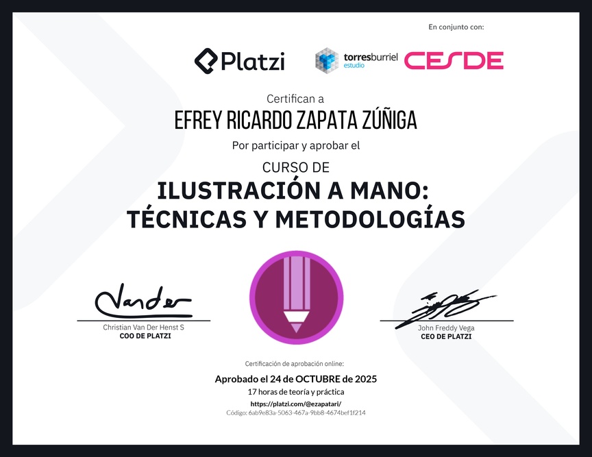 Diploma del Curso de Ilustración a Mano: Técnicas y Metodologías
