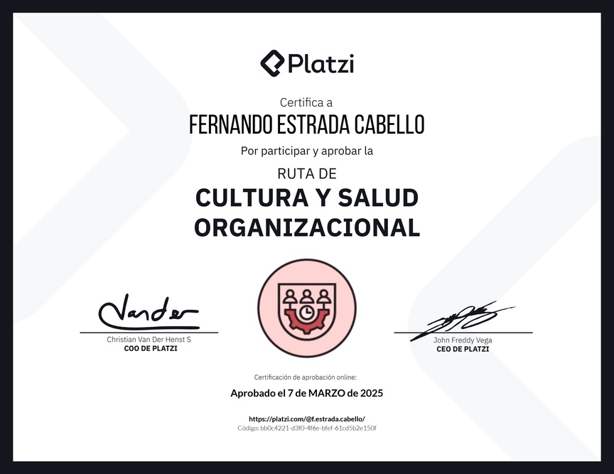 Diploma de la Ruta de Aprendizaje de Cultura organizacional